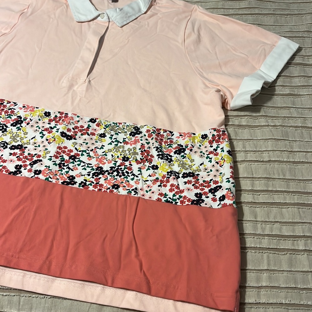 Tommy Hilfiger Colorblock Floral Stripe Polo - Women’s Plus Size 3X - Picture 4 of 16
